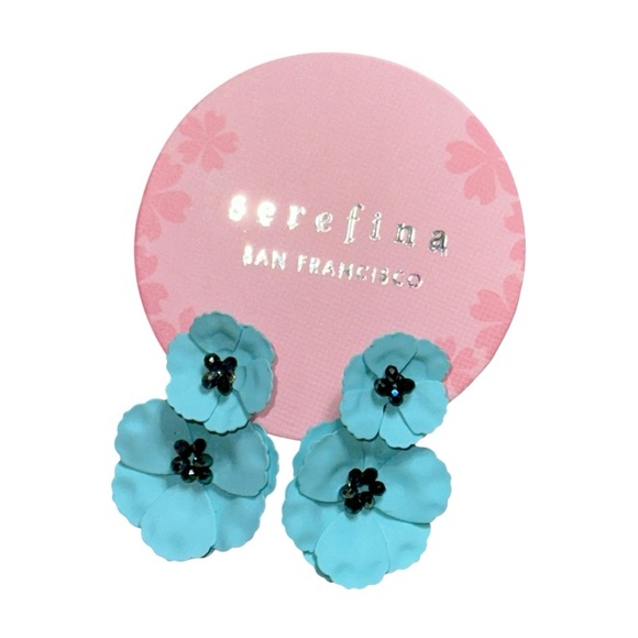 Anthropologie Serefina Poppy Ear Turquoise Blue Earrings - Picture 6 of 7